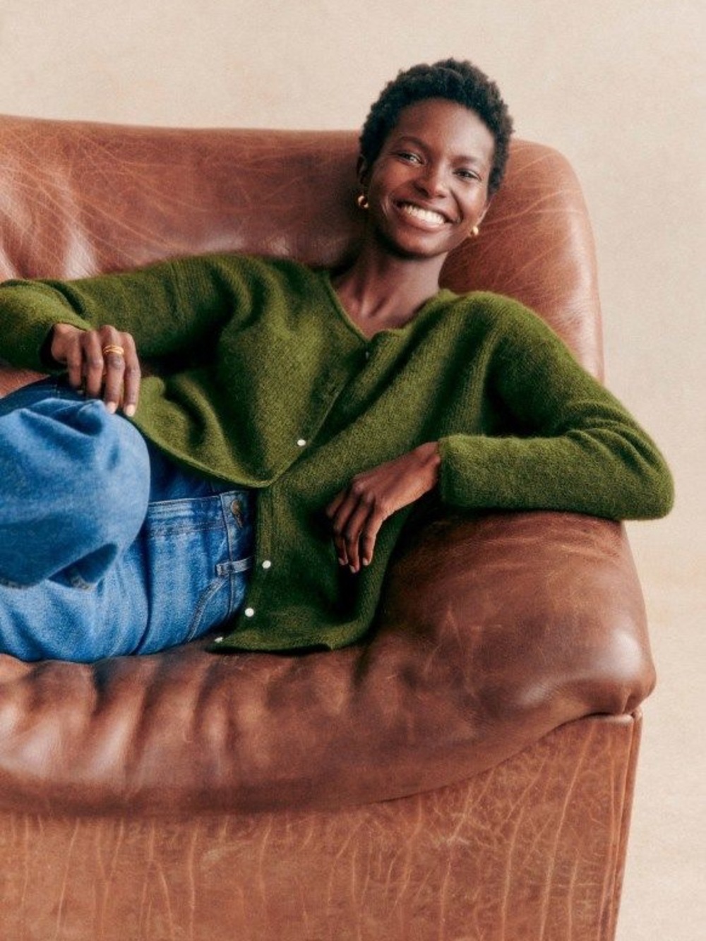 Sézane Gaspard Cardigan, Size XS, in Perfect Green - Picture 4 of 11